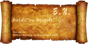 Balázs Niobé névjegykártya